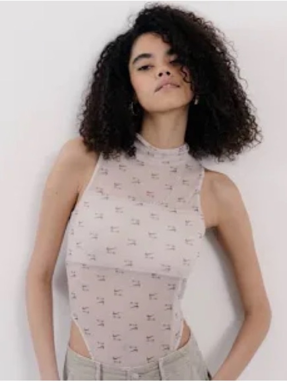 Nike air printed mock neck bodysuit XS